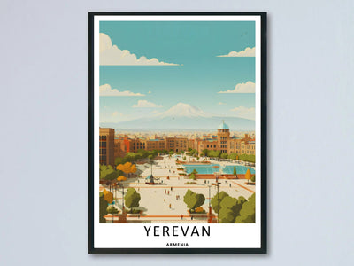 Yerevan Republic Square Poster: Mount Ararat Armenia City Print