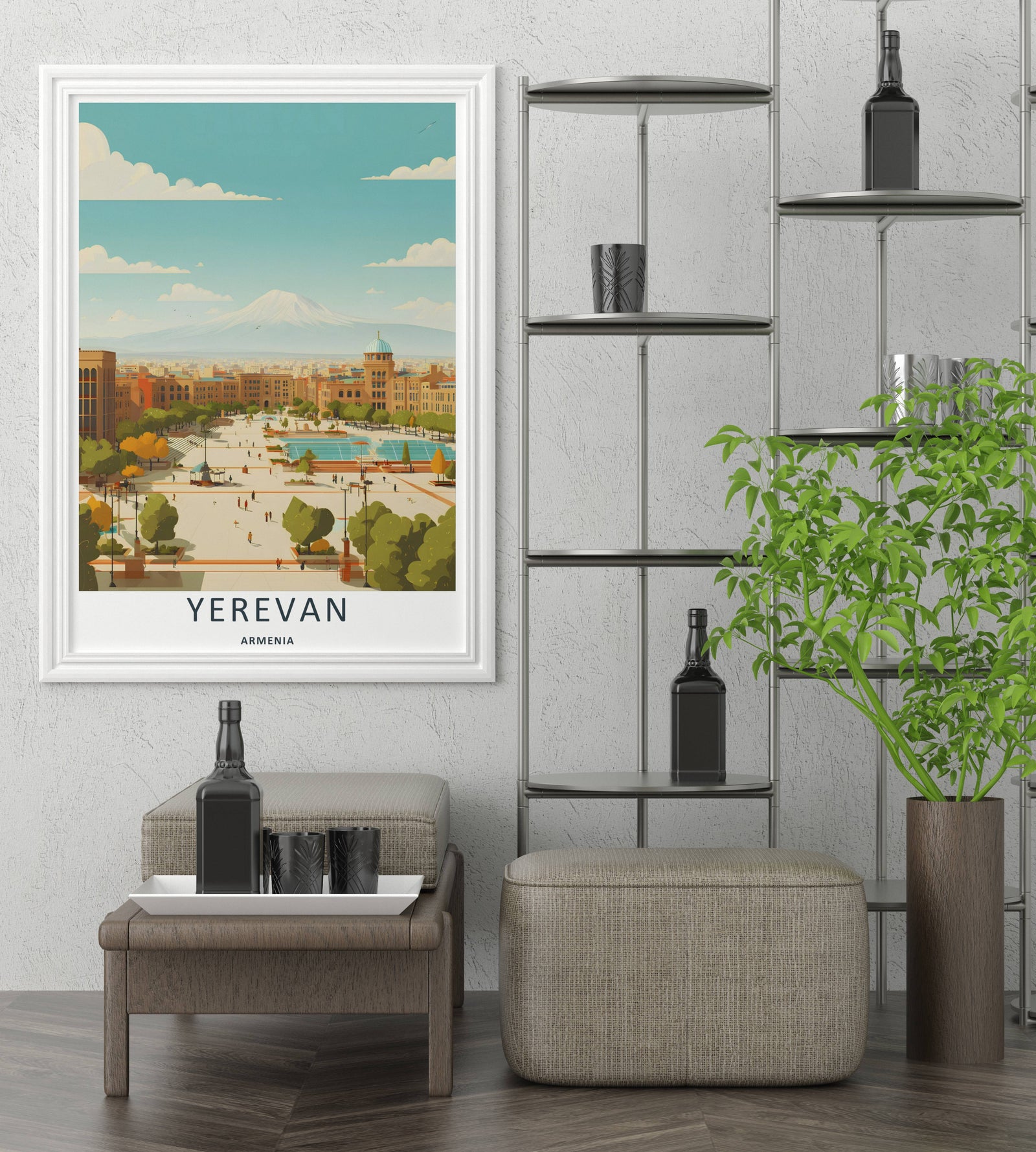 Yerevan Republic Square Poster: Mount Ararat Armenia City Print