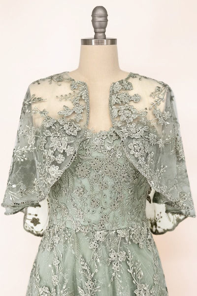 Sage Green Strapless Floral Embroidered A-Line Gown – Elegant Prom & Garden Formal Dress