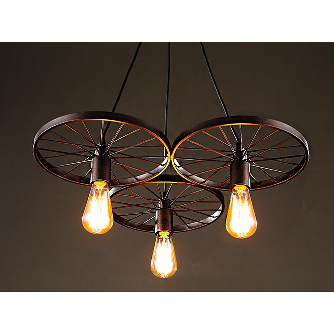 3-light Antique Bronze Edison Chandelier
