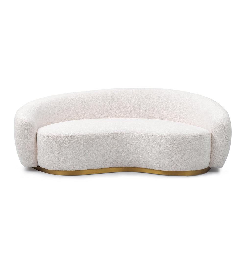 Amelia Curved 2-Seater Sofa - White Boucle Fabric