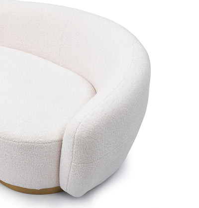 Amelia Curved 2-Seater Sofa - White Boucle Fabric