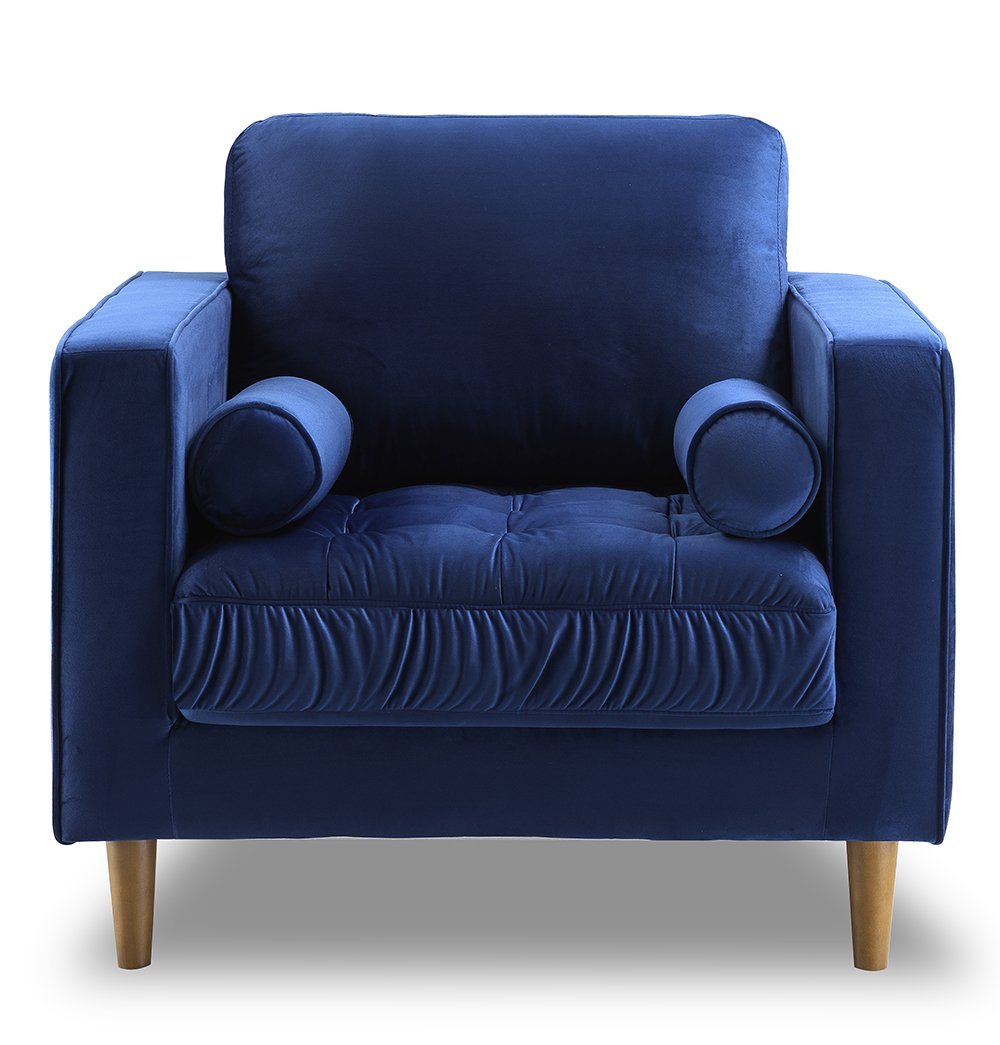 Bente Tufted Velvet Lounge Chair - Blue
