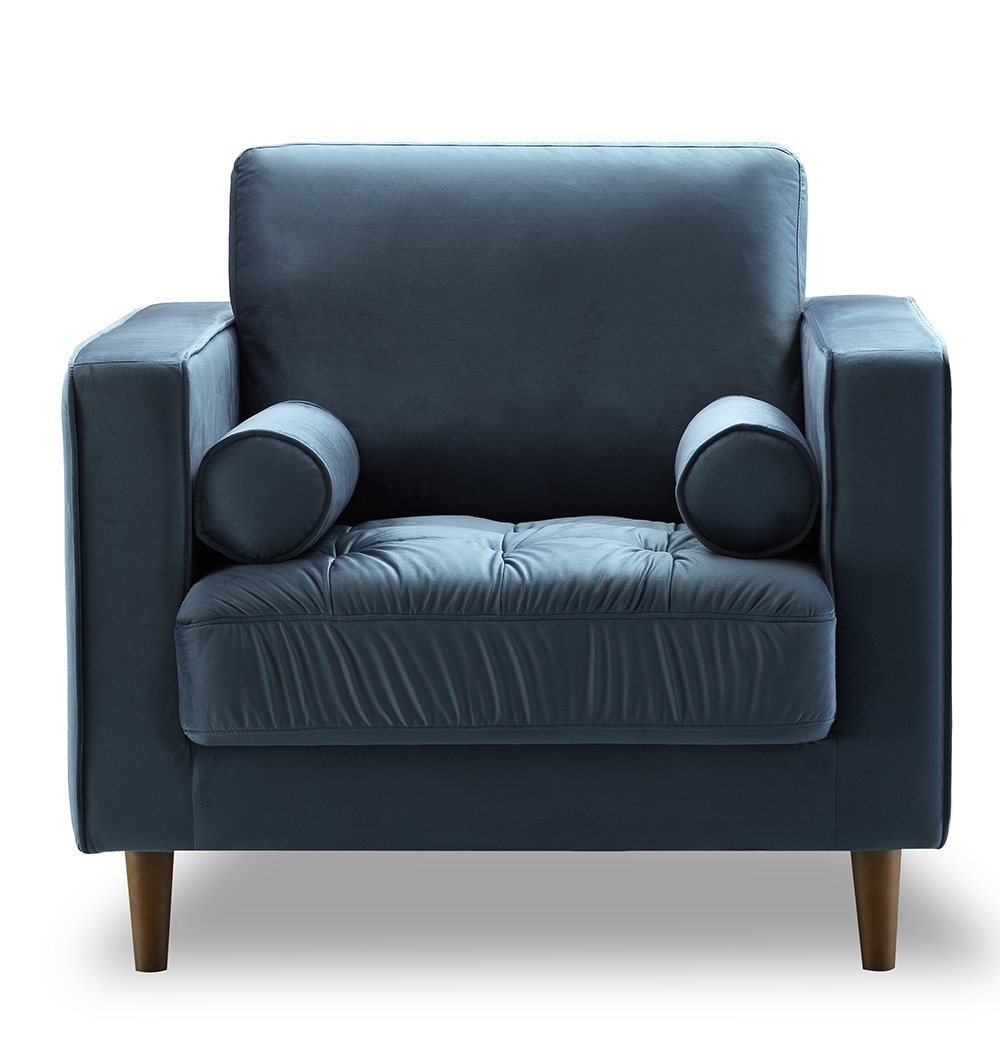 Bente Tufted Velvet Lounge Chair - Light Blue
