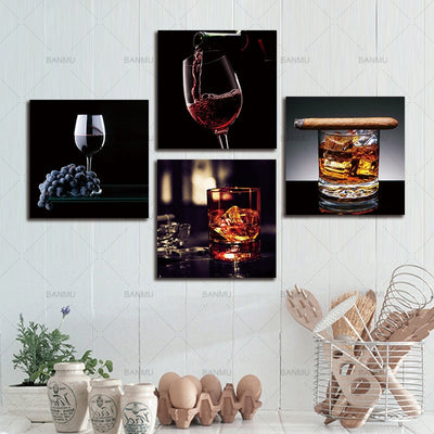 Wine and Whisky with Cigar Canvas Prints