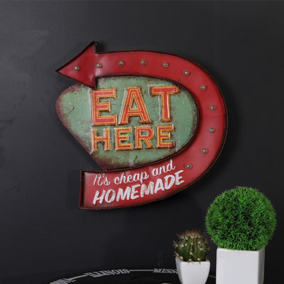 Industrial LED "Eat Here" Retro Wall Art