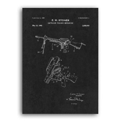 Machine Gun Patent Painting